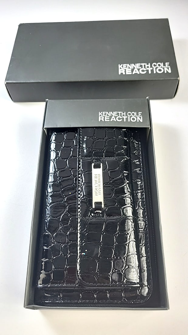 Kenneth Cole Reaction Black Croc Leather Wallet New in Box (1 of 9)