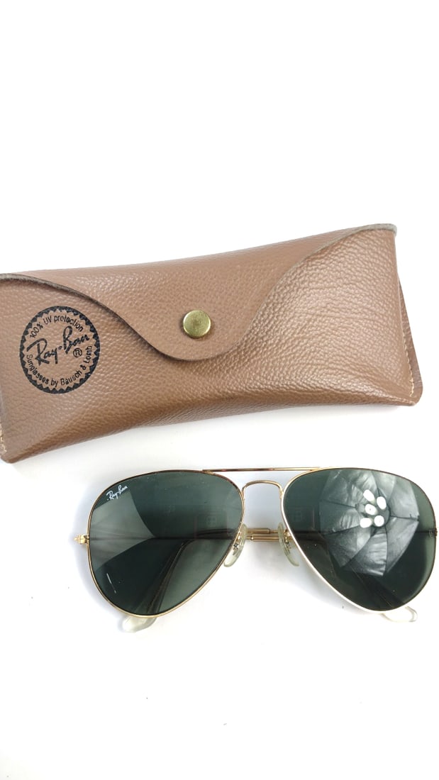 Ray-Ban Aviator Sunglasses Gold Frame Green Lens with Case - Great Condition (1 of 4)