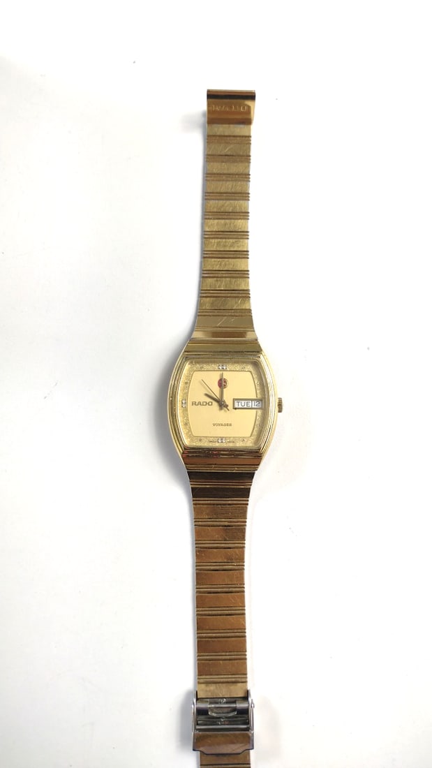 Rado Voyager Gold Tone Analog Mens Watch Vintage Day-Date Excellent Condition (1 of 5)
