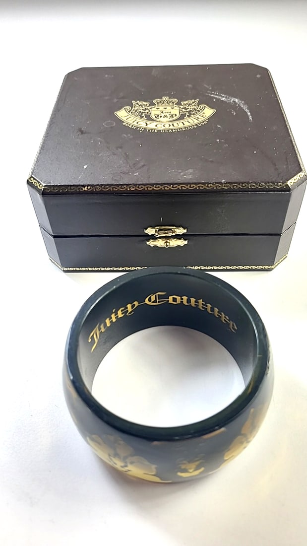 Juicy Couture Black Gold Bangle Bracelet with Box - Vintage Fashion Jewelry Collection (1 of 9)
