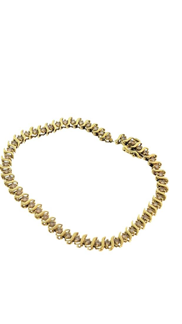 Vintage 10k Gold and Diamond Tennis Bracelet 7.5 Inch - 8.3g Pre-Owned (1 of 5)