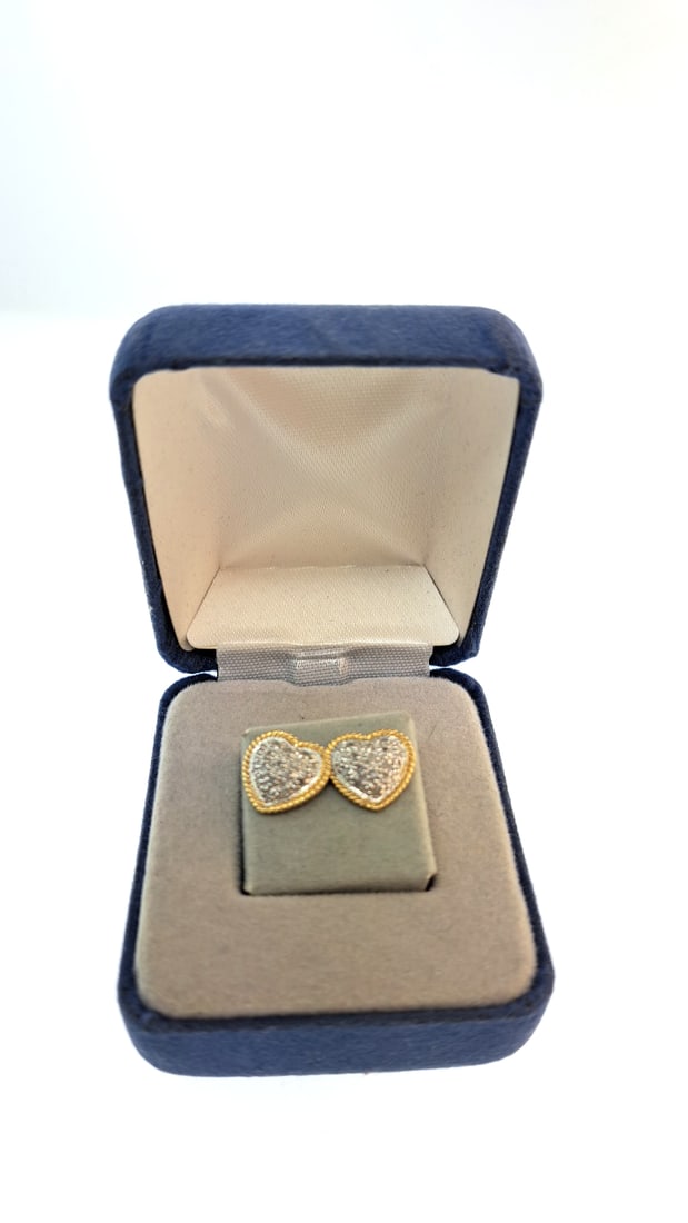 Heart-Shaped 10k Gold  Stud Earrings with Box - New (1 of 3)