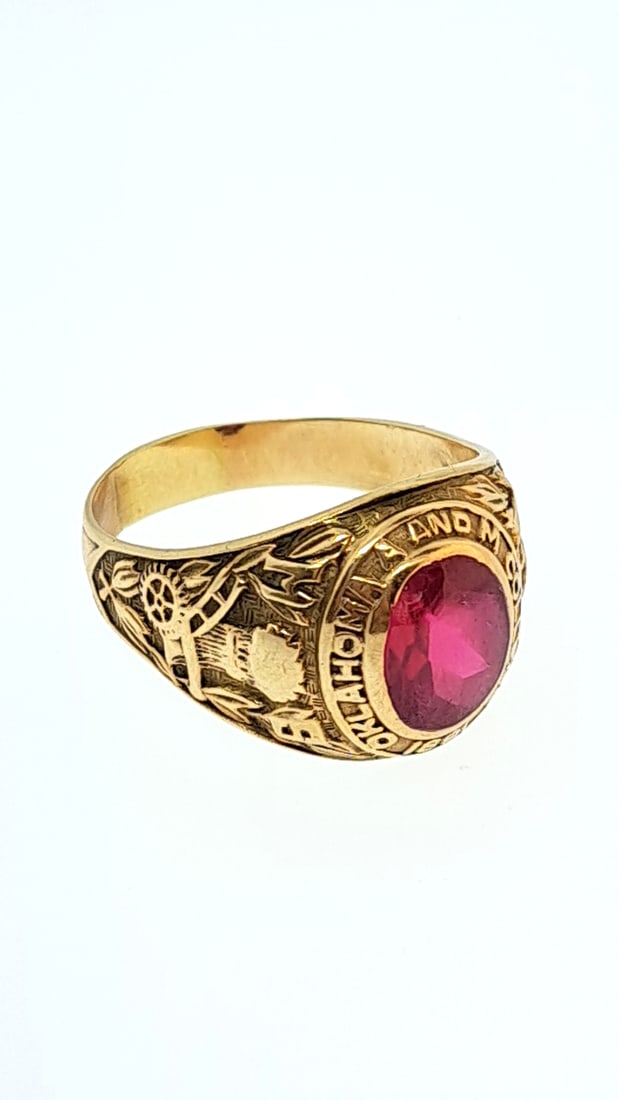 Balfour 18k Gold and Ruby (chipped) Oklahoma University Class Ring 9.9g (1 of 6)