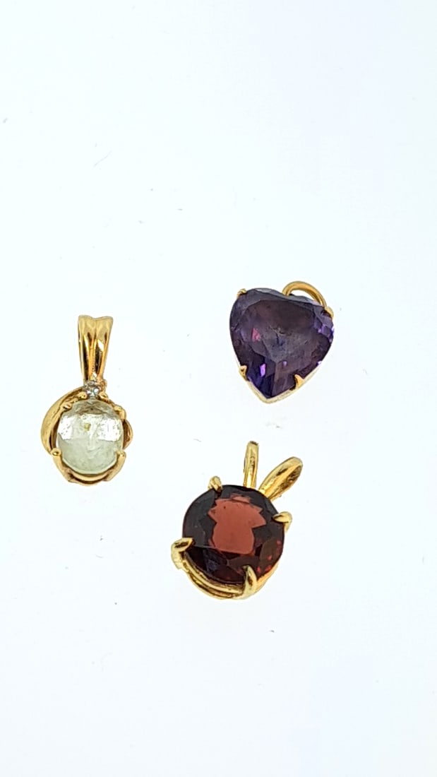 3 x 14k Pendants - Quartz Topaz Garnet 3g (1 of 5)