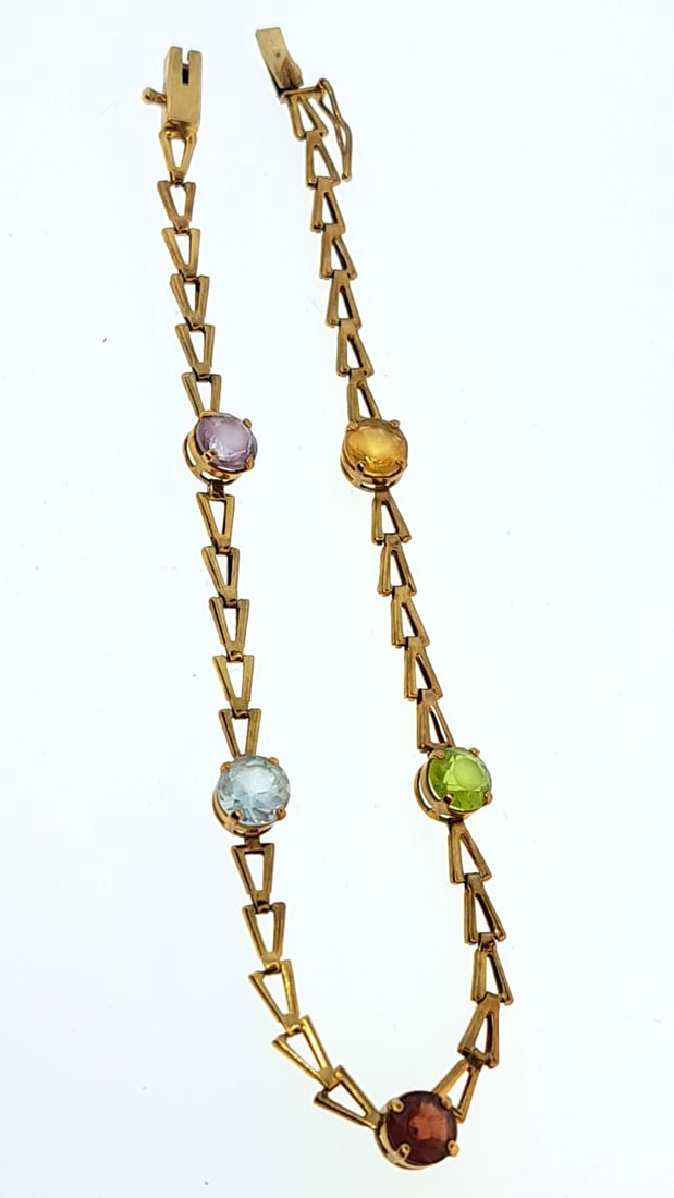 Art Deco 14k and Semi Precious Stone Bracelet Suffragette 7.5 3.22g: This is an estate auction in Seattle WA featuring estate jewelry and collectibles.This auction offers local pick up in the Seattle area on 9/13 between 10am-3pm. If you intend to pick up please ensure