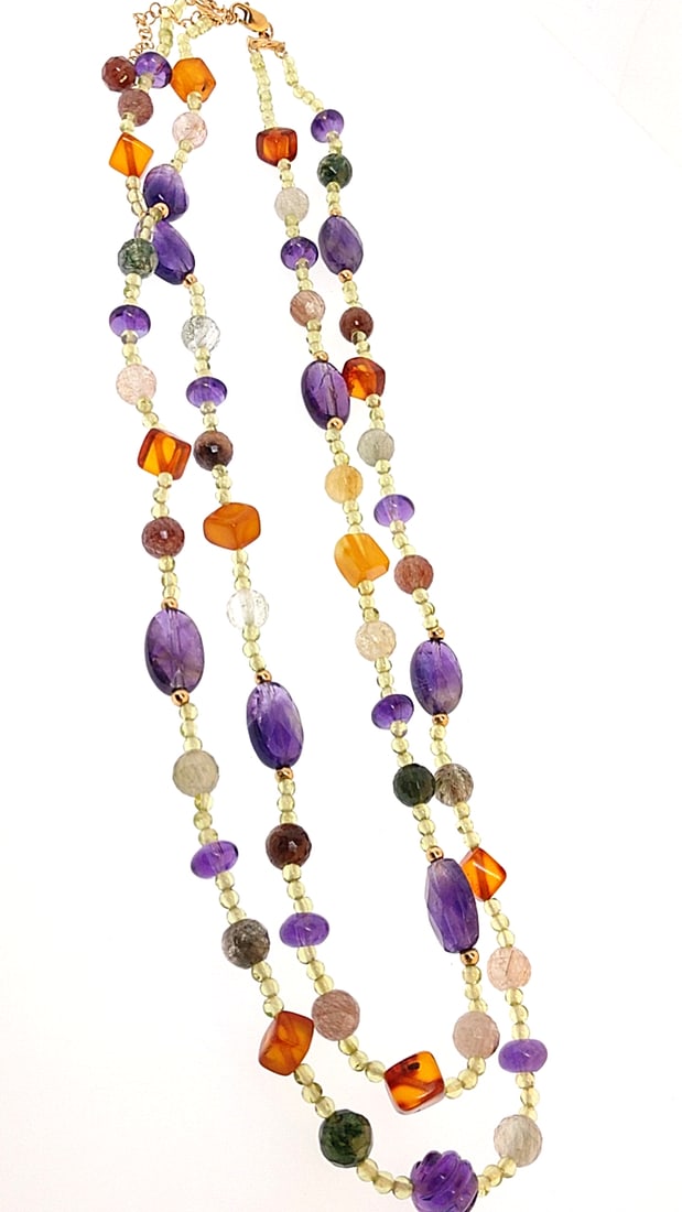 Amethyst and Quartz Double Strand Beaded Necklace 16 (1 of 5)
