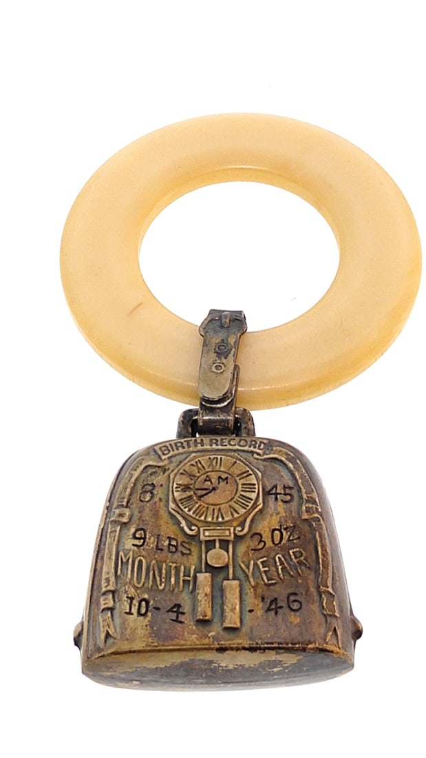 Vintage Childs Plastic Teething Ring and Sterling Rattle 1945: This is an estate auction in Seattle WA featuring estate jewelry and collectibles.This auction offers local pick up in the Seattle area on 9/13 between 10am-3pm. If you intend to pick up please ensure