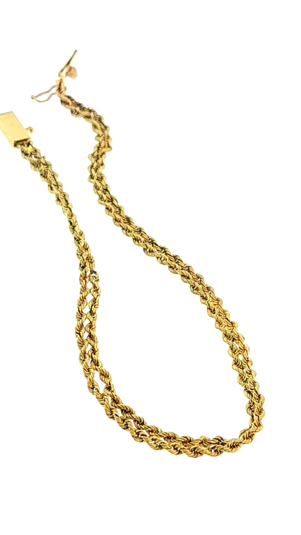 14k Gold Box Clasp Rope Bracelet 7 4.7g (1 of 3)