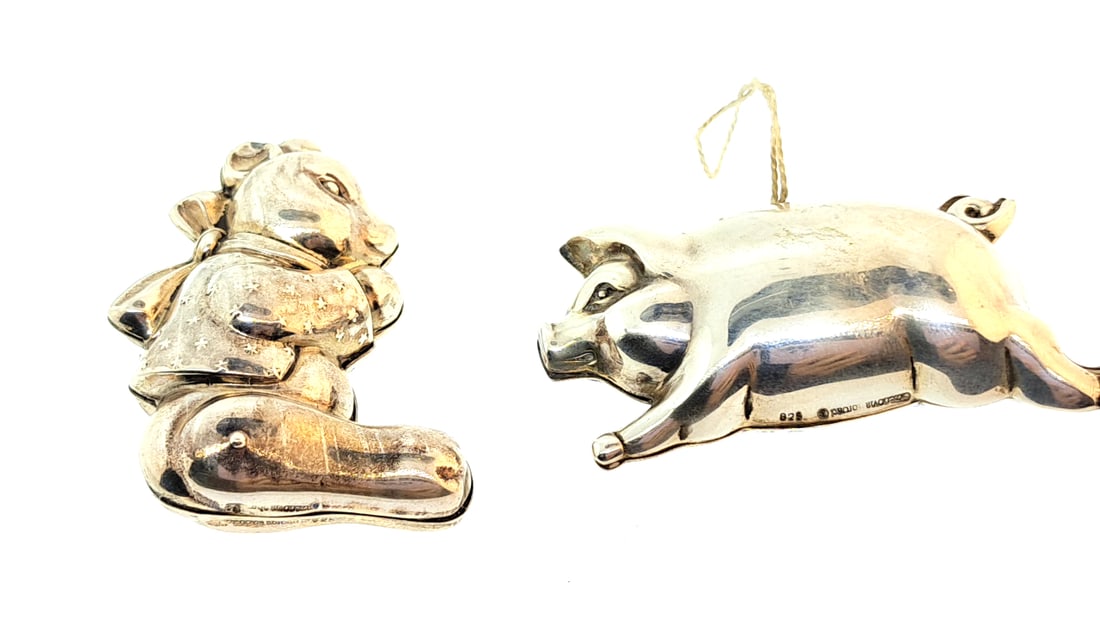 Vintage Cazenova Sterling Silver Ornaments Pig and Bear 34g (1 of 6)