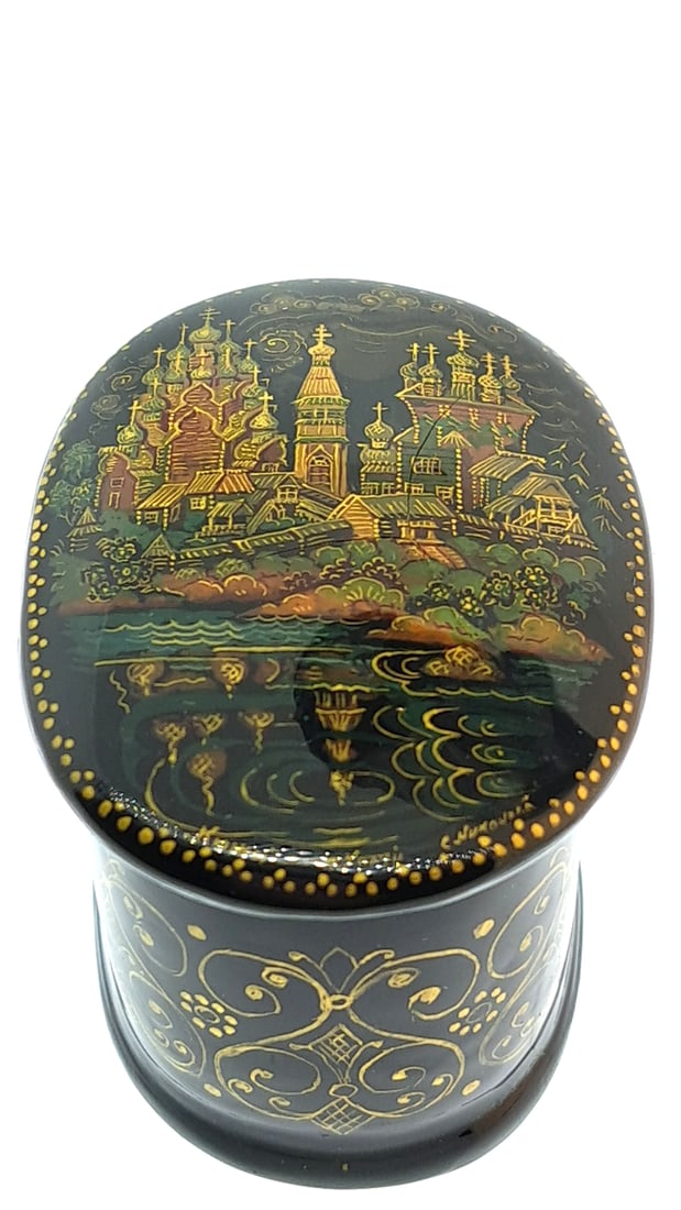 Hand-Painted Russian Lacquer Box - Miniature 2x15 (1 of 4)
