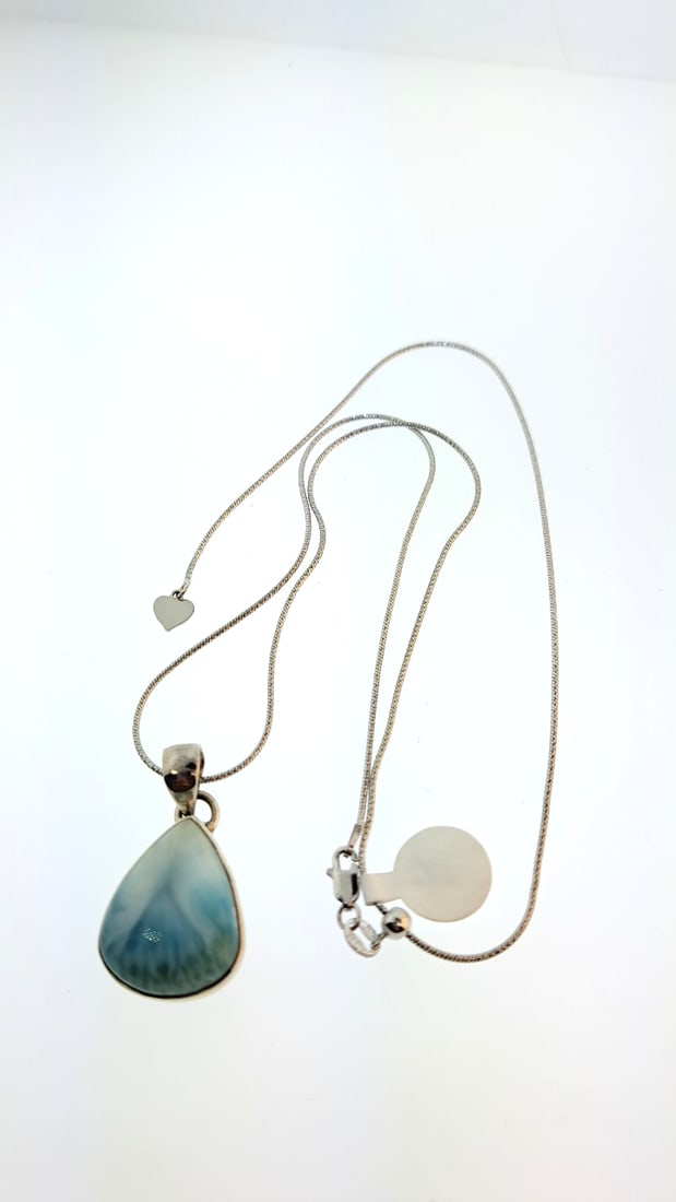 Sterling and Larimar Pendant on Sterling Chain: This is an estate auction in Seattle WA featuring estate jewelry and collectibles.This auction offers local pick up in the Seattle area on 9/13 between 10am-3pm. If you intend to pick up please ensure