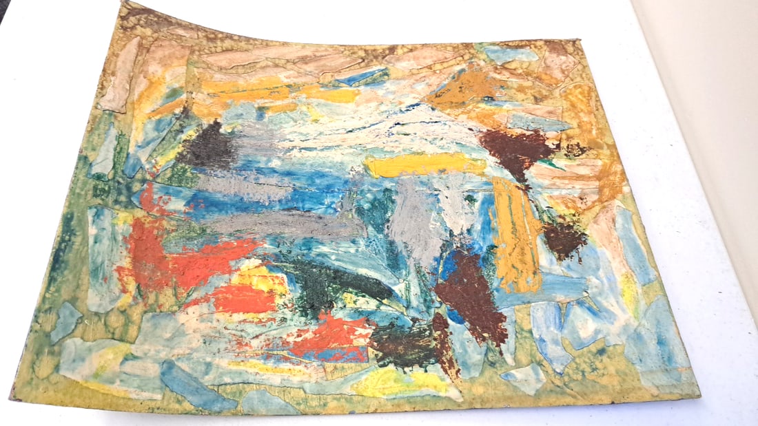 Colorful abstract MCM oil on board unsigned warped by G Kosanovic: This is an estate auction in Seattle WA featuring artwork, furniture, and general estate items.This auction offers local pick up in the Seattle area on 9/13 between 10am-3pm. If you intend to pick up,