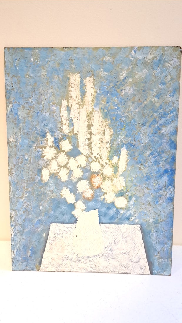 MCM unsigned oil on board still life.: This is an estate auction in Seattle WA featuring artwork, furniture, and general estate items.This auction offers local pick up in the Seattle area on 9/13 between 10am-3pm. If you intend to pick up,