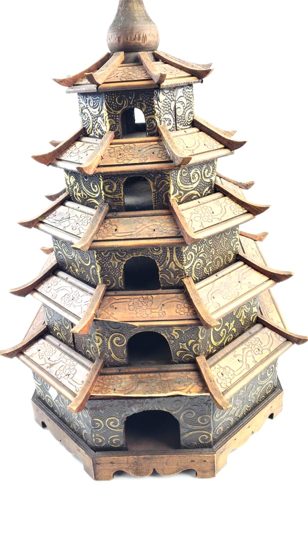 Large Vintage Japanese Pagoda Model - Some Damage: This is an estate auction in Seattle WA featuring artwork, furniture, and general estate items.This auction offers local pick up in the Seattle area on 9/13 between 10am-3pm. If you intend to pick up,