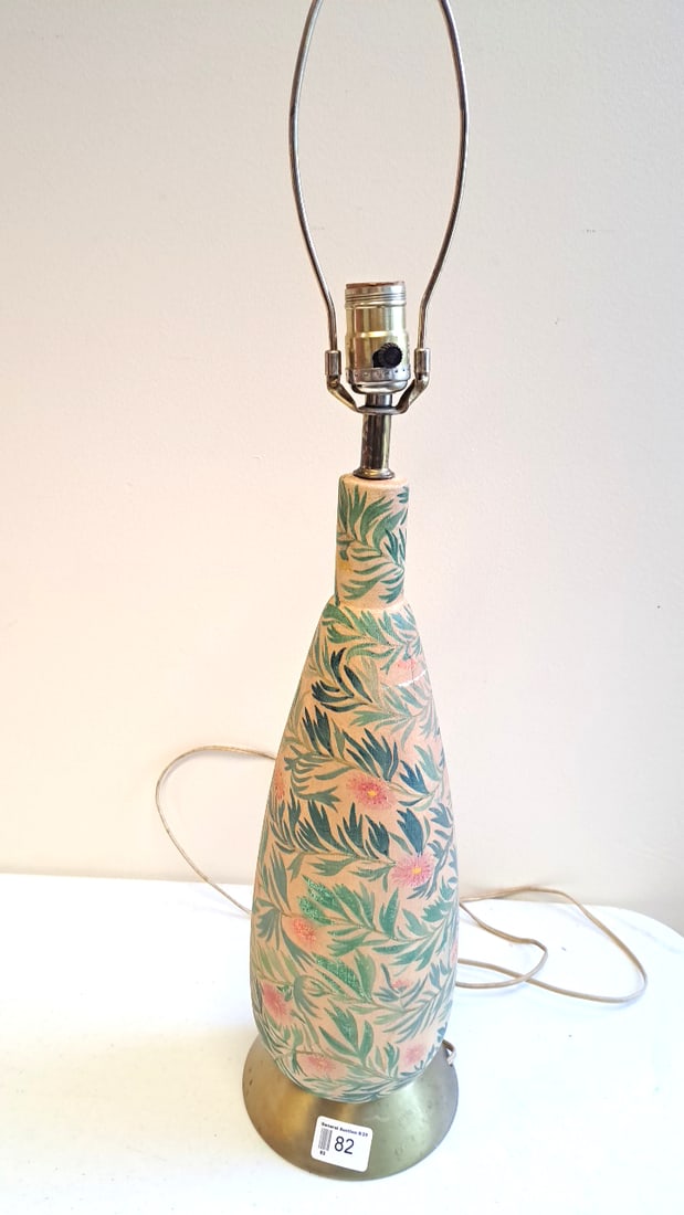 MCM ceramic lamp with artists embellishment. (1 of 6)