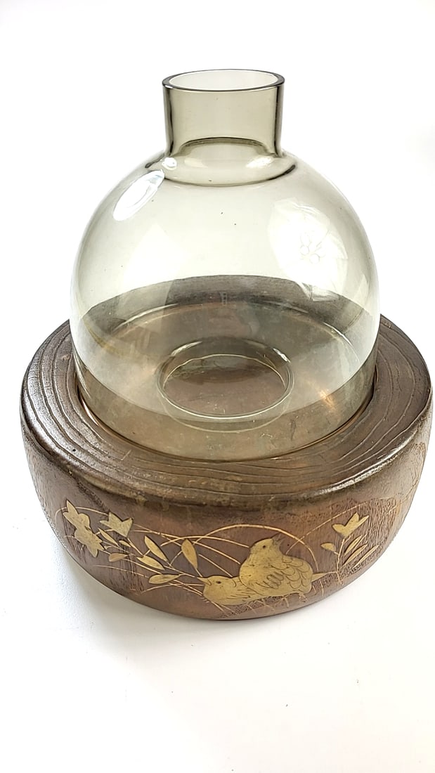 Japanese Table Brazier / Hibachi with Unrelated Mid Century Shade: This is an estate auction in Seattle WA featuring artwork, furniture, and general estate items.This auction offers local pick up in the Seattle area on 9/13 between 10am-3pm. If you intend to pick up,