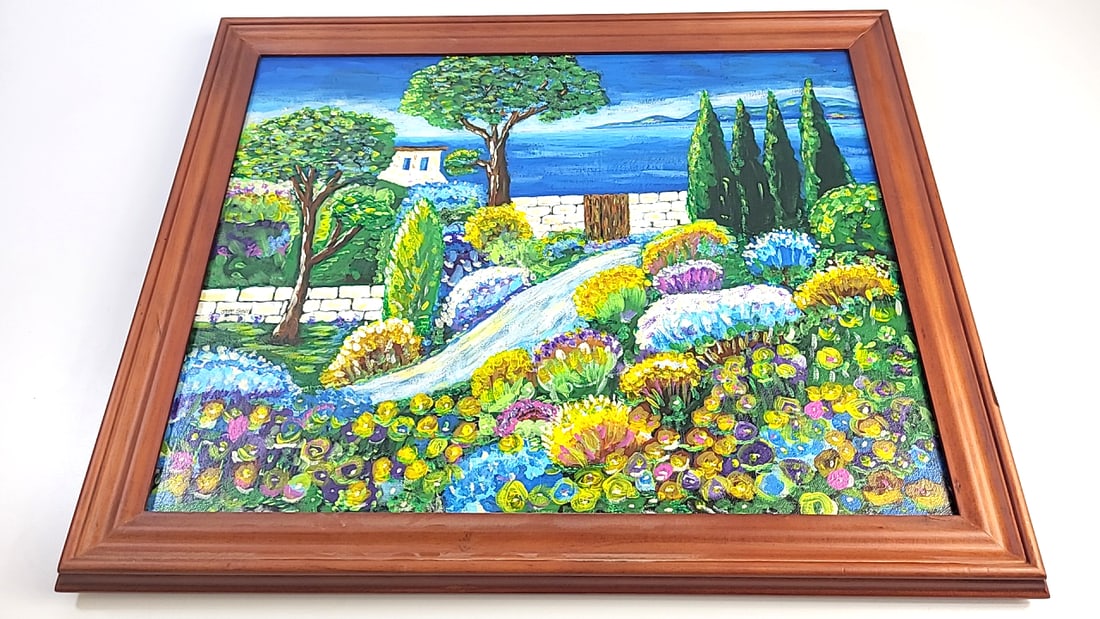 Original oil on canvas by Jeff Smith abstract garden scene (1 of 9)