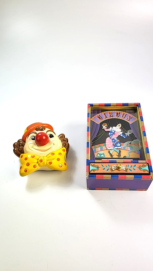 Vintage Dancing Clown Music Box + Clown Face - Working (1 of 8)