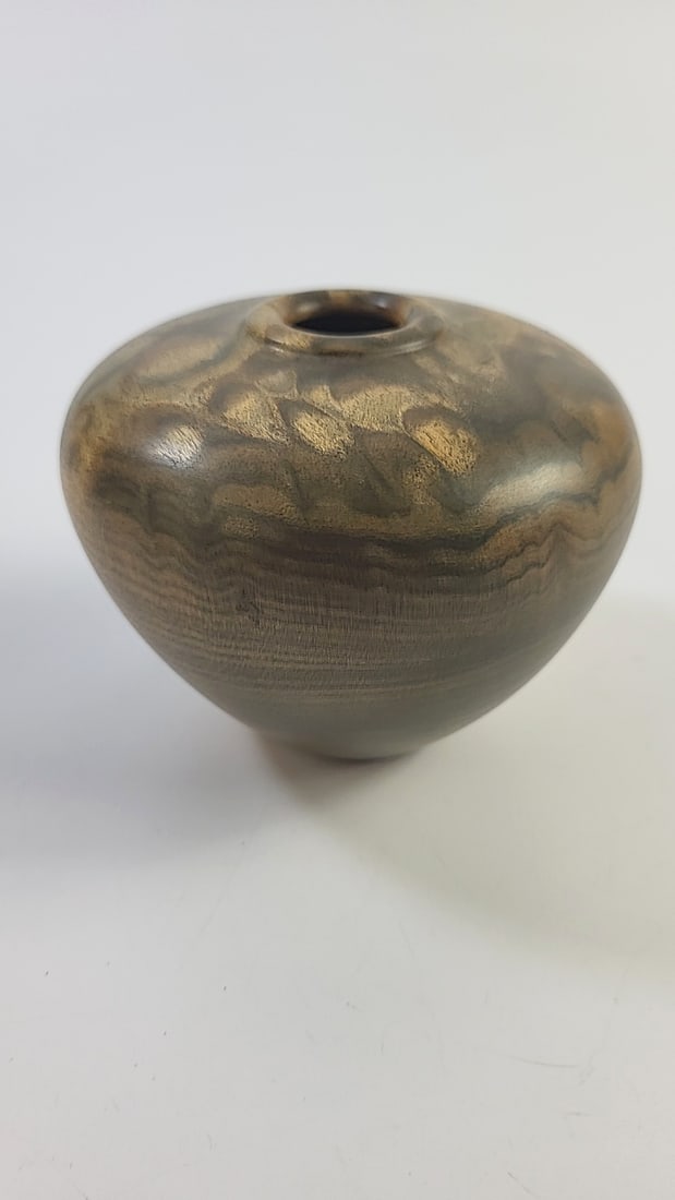 Handcrafted Wooden Vase Burl Design Brown Small Vintage Decor (1 of 5)