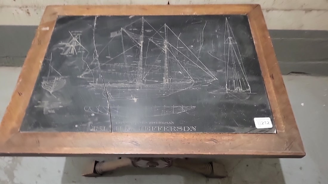 Sleep top table engraved with ship schematic Isaiah Jefferson: This is an estate auction in Seattle WA featuring artwork, furniture, and general estate items.This auction offers local pick up in the Seattle area on 9/13 between 10am-3pm. If you intend to pick up,
