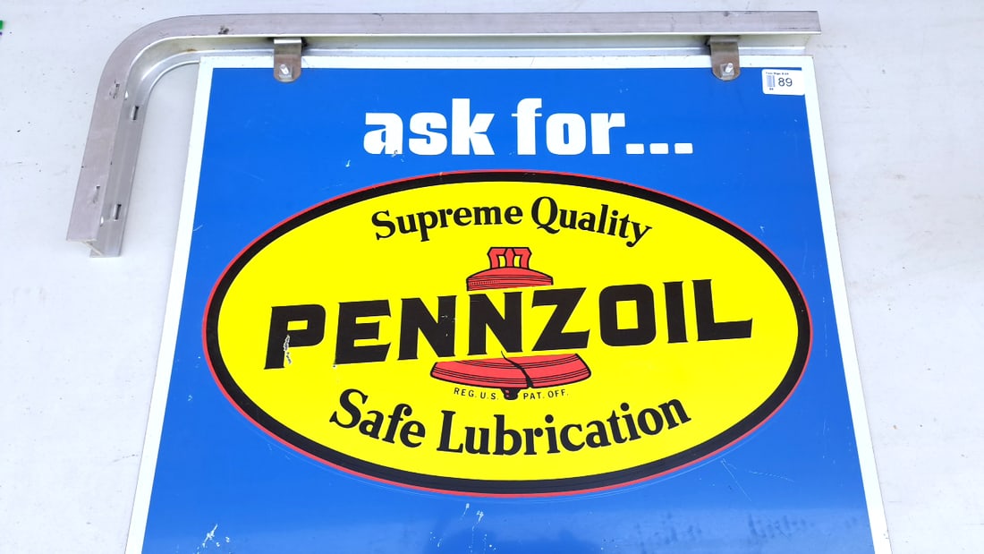 Double Sided Pennzoil Metal Sign Blue Yellow Garage Decor Collectible Supreme Quality: 26x19x2 10 READ: There are limited shipping options for this auction.This is an estate auction in Seattle WA featuring artwork, furniture, and general estate items.This auction offers local pick up in