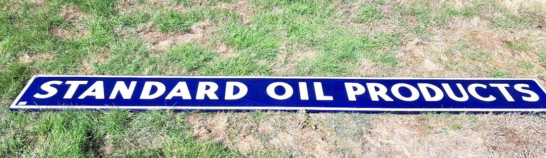 Embossed Standard Oil Products Porcelain Sign Blue & White Huge Collectible Excellent Condition (1 of 13)