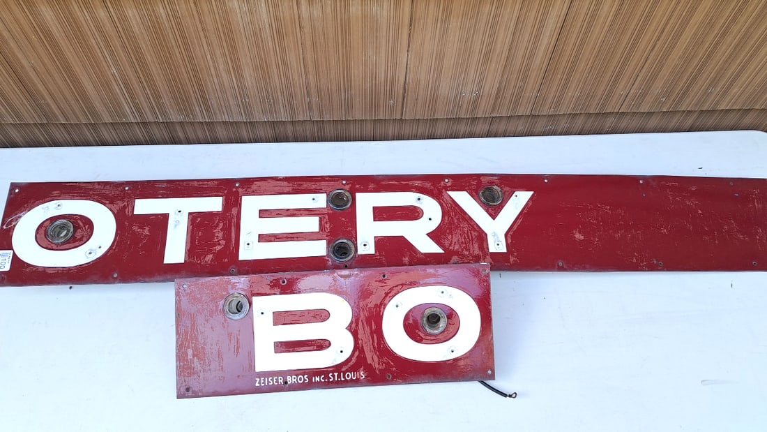 Porcelain Zeiser Bros Inc St. Louis Red Metal Sign Panels "Bootery", 2-Piece Set, Fair Condition: Neon holes 82x8x5 30 READ: There are limited shipping options for this auction.This is an estate auction in Seattle WA featuring artwork, furniture, and general estate items.This auction offers local 