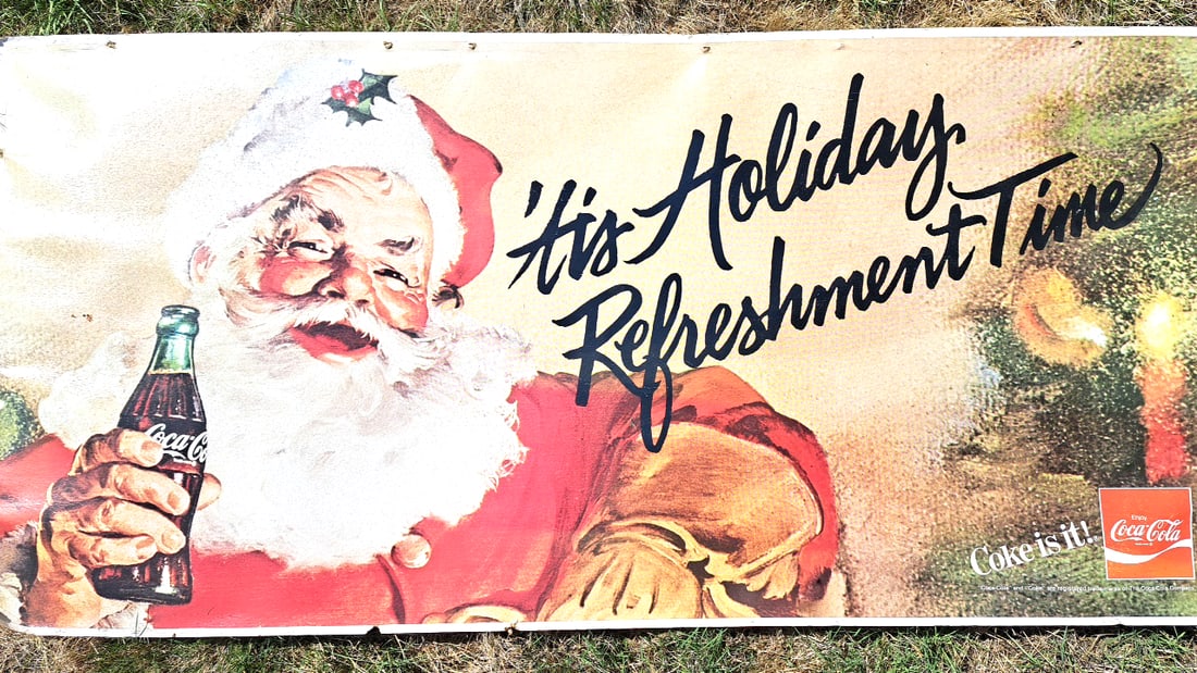 Vintage Coca-Cola Santa Claus Holiday Poster Sign Christmas Decor Retro Advertising Display (1 of 6)