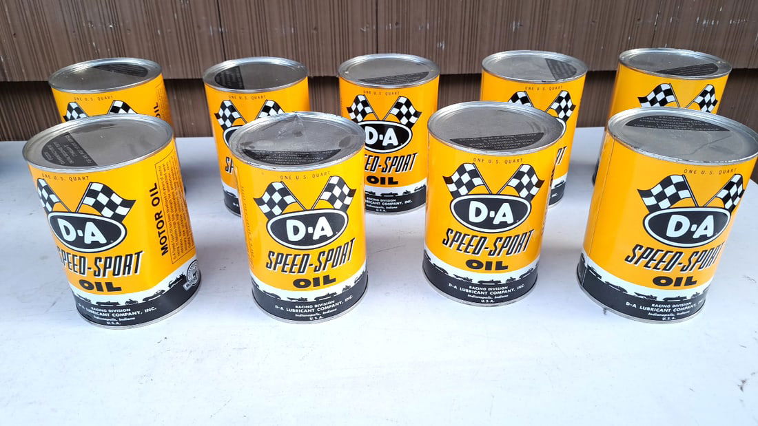Vintage D-A Speed-Sport Oil Cans, Yellow, 1 Quart, Sealed, Collectible Auto Racing Memorabilia (1 of 6)