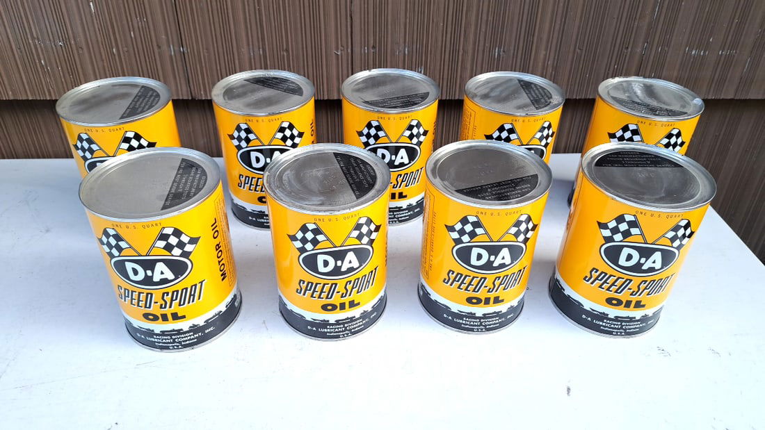 Vintage D-A Speed-Sport Oil Cans Yellow 1 Quart Unopened Collectible Racing Memorabilia (1 of 4)