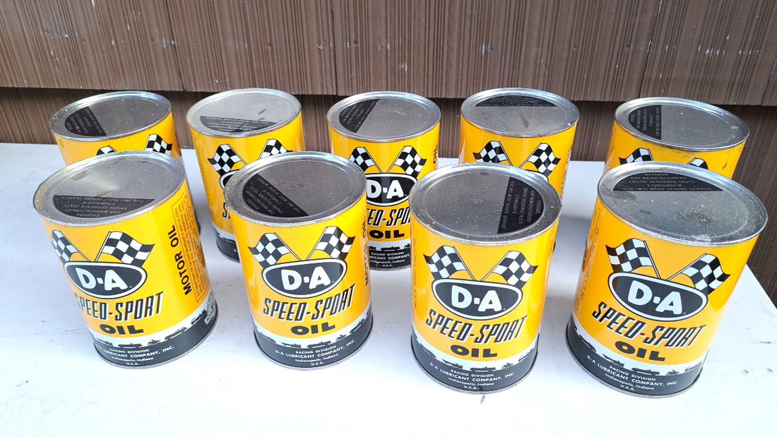 Vintage D-A Speed-Sport Motor Oil Cans Yellow 1 Quart Unopened Collectible Lot of 8 (1 of 4)