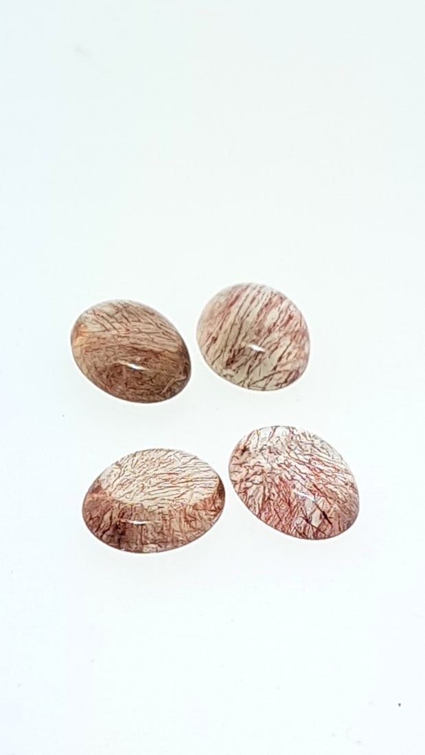 4 X Oval Rutillated Quartz Cabochon 8.7x6.8mm 5.7c: This is a continuation of our pro jeweler's estate auction. These are from his personal collection, many faceted by himself. Gems were cataloged with the assistance of GIA certified jewelers. Weights