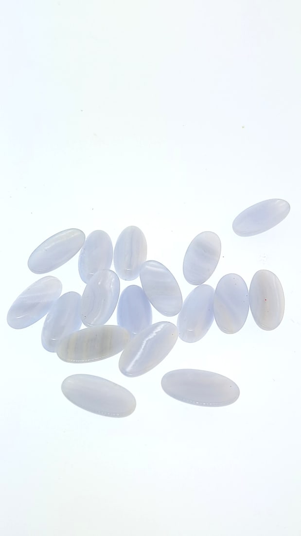 Large Lot Blue Lace Agate Oval Cabochon 16x7.8mm 12g (1 of 5)