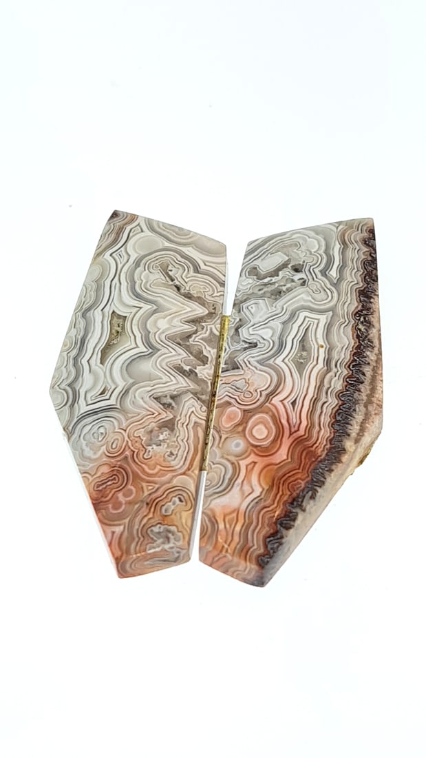 Pair Of Crazy Lace Agate Polished Shapes 42.5x16mm (1 of 6)