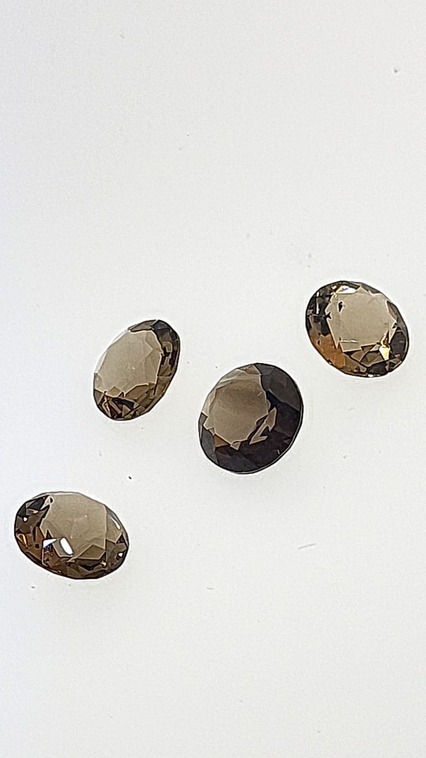 Brilliant Cut Matched Smoky Quartz Quartet 16.17ct 11mm: This is a continuation of our pro jeweler's estate auction. These are from his personal collection, many faceted by himself. Gems were cataloged with the assistance of GIA certified jewelers. Weights