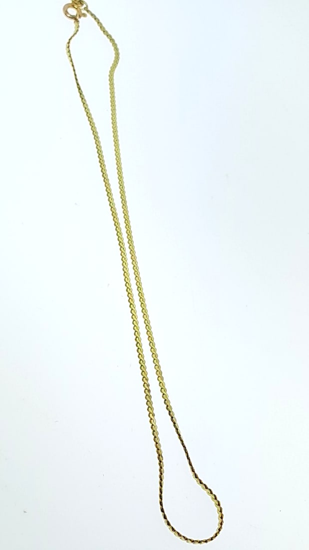14k Gold Chain Italy 14in 4.28g: This jewelry auction is part of an estate sale on 11/7 in Edmonds WA. Pick up will be at the sale, details here https://www.estatesales.net/WA/Edmonds/98026/4683240. Items tested using Kee gold tester