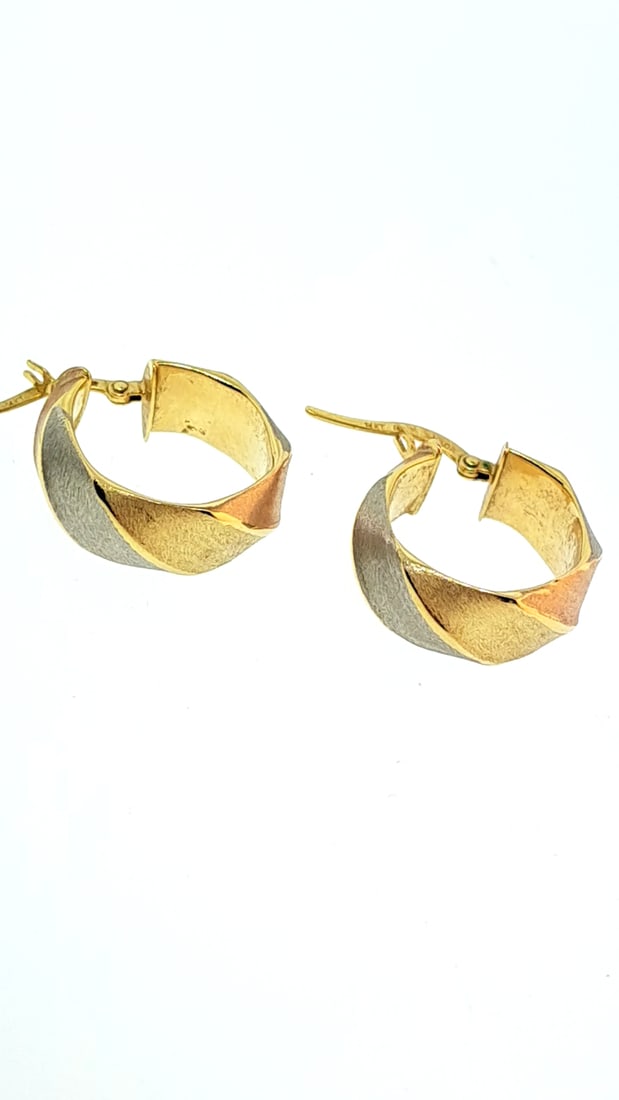 14k Gold Tricolor Earrings 2.3g (1 of 6)
