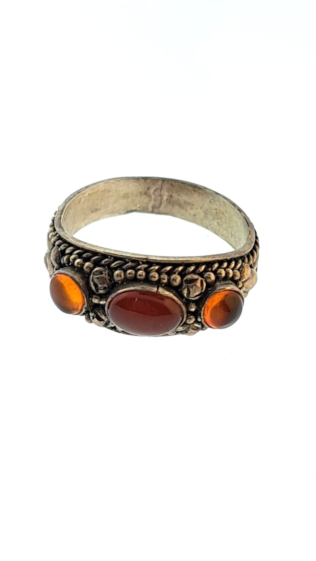 Vintage Sterling Silver Carnelian Gemstone Ring Size 7.5 Boho Gypsy Style (1 of 4)