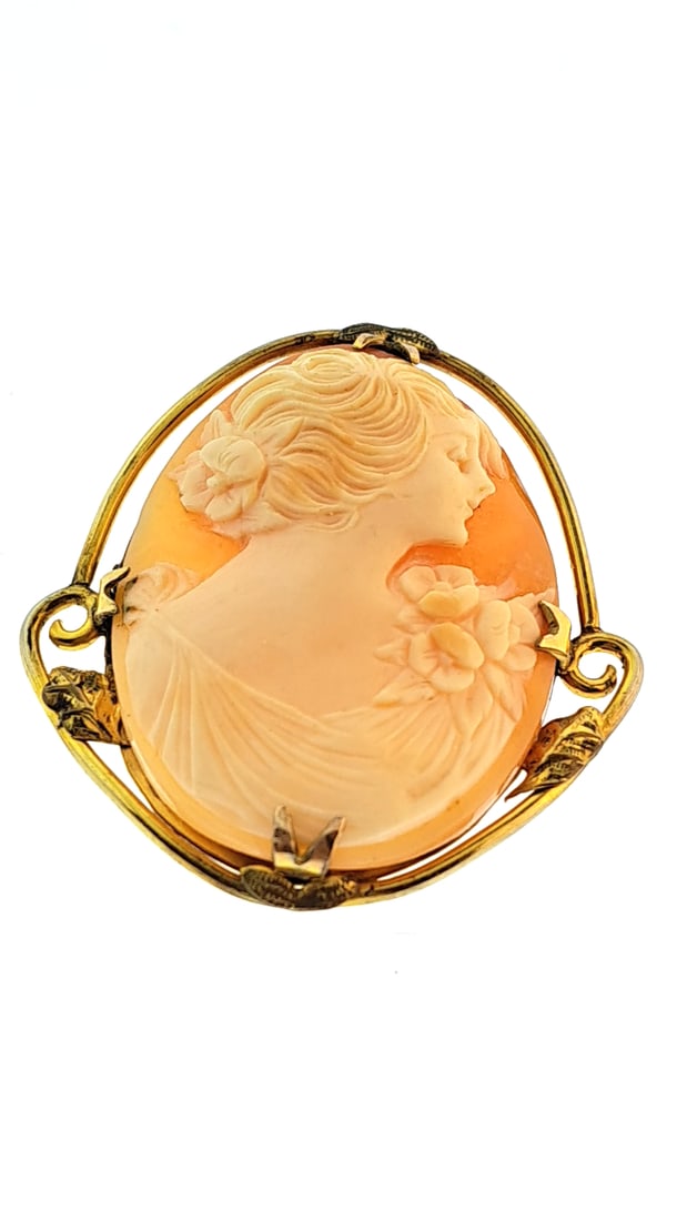 Vintage Carved Shell Cameo Brooch Pin 14k Gold Fill (1 of 3)