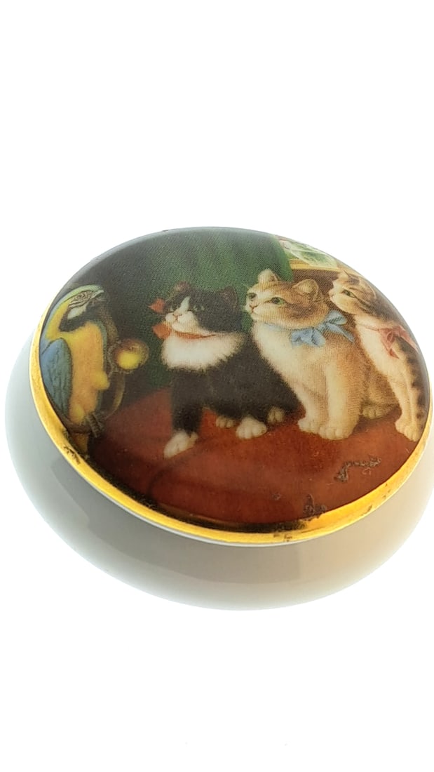 Vintage Limoges Trinket Box Cat Design Gold Trimmed Lid Collectible Decor (1 of 5)