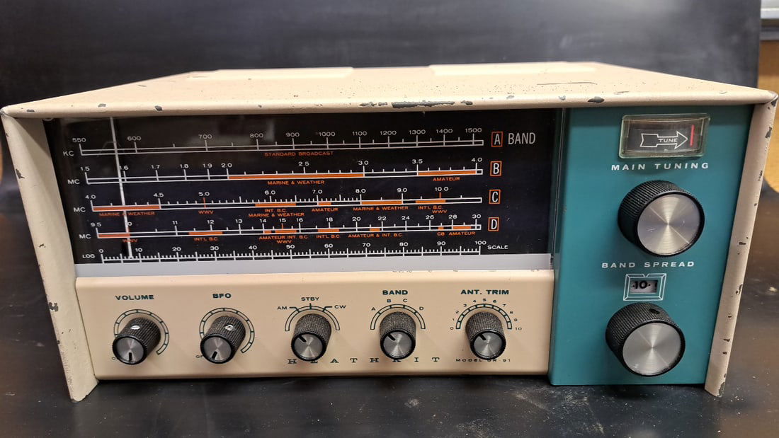 Heathkit Model GR-91 Shortwave Receiver Beige/Teal Vintage Desktop Radio AM/FM Tested Works (1 of 11)