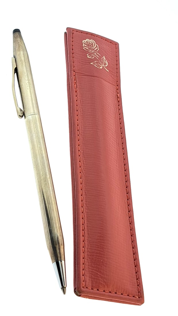 Cross Sterling Century Pen  with Rose Embossed Leather Sleeve "1988" Dent (1 of 5)