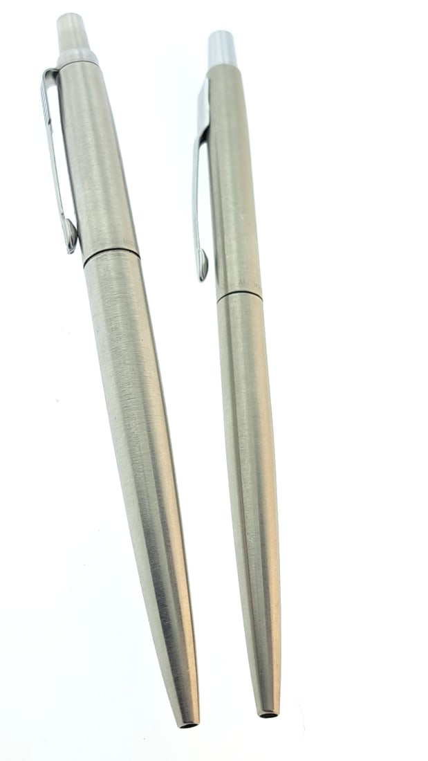 Parker Jotter Ballpoint Pen Set Silver Stainless Steel Retractable Writing Instrument One needs ink (1 of 5)