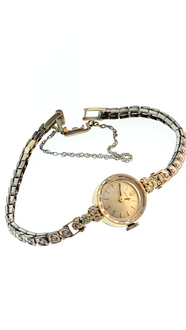 Rolex Lady's Wristwatch 14k Gold and Diamond with Diamond Bracelet Running (1 of 9)