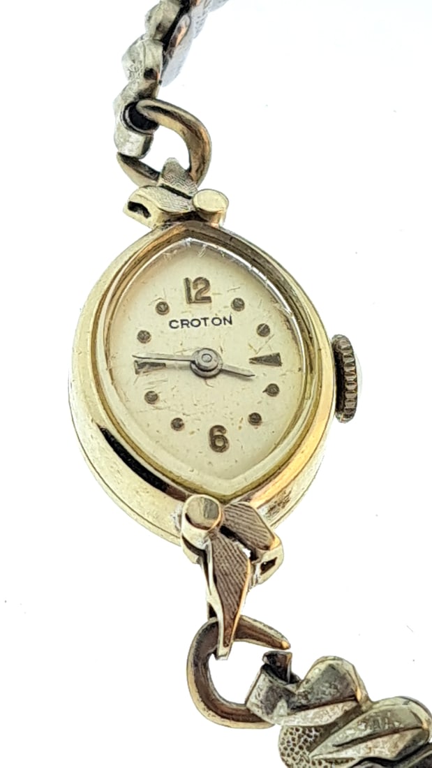 Vintage Croton Women's 14k Gold Wristwatch Floral Bracelet Design Runs: "great selection of pens, watches, knives, and other gift items. Pens are in as found condition, please inspect pictures closely. Watches are working unless stated otherwise, however they may need nee