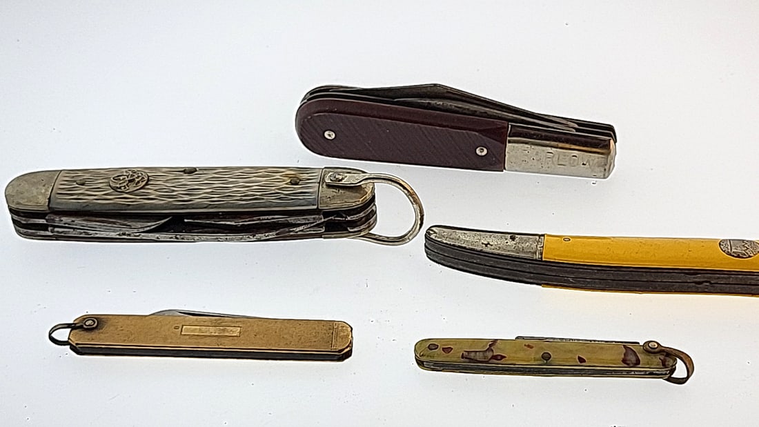Vintage Pocket Knife Collection Barlow Multi-Tool Yellow/Brown Handle Set (1 of 11)