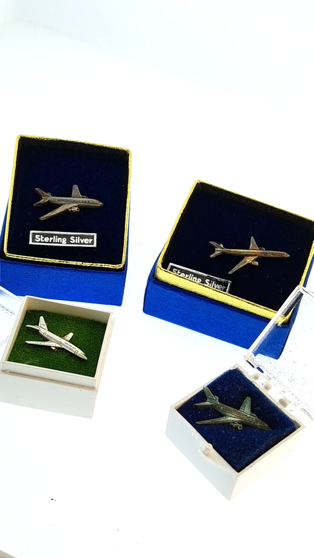 Sterling Silver Boeing Airplane Miniatures with Display Boxes - Collector's Set (1 of 6)