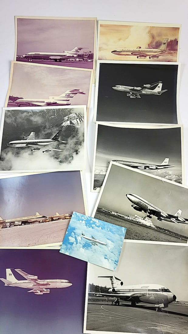 Vintage Airline Photos Lot - Boeing 727 & 707 Planes Black & White and Color Prints (1 of 5)