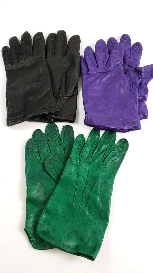 Leather Gloves, Black, Purple, Green - Stylish Colors for Fashion and Comfort (1 of 8)