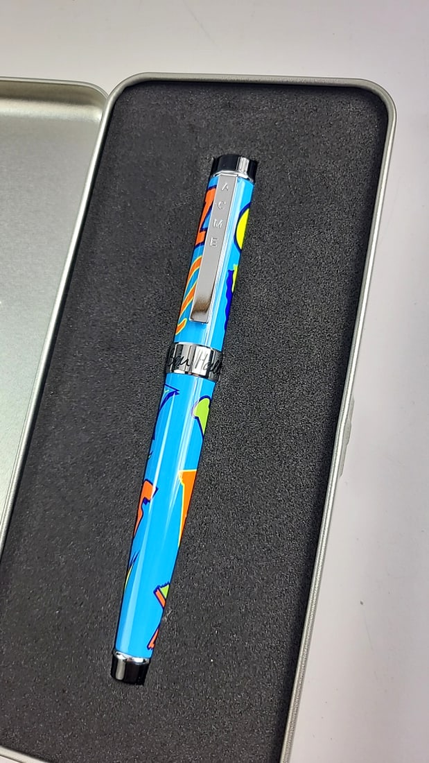 ACME Ben Hall Rollerball Pen Blue Abstract Design Clip Display Tin (1 of 8)